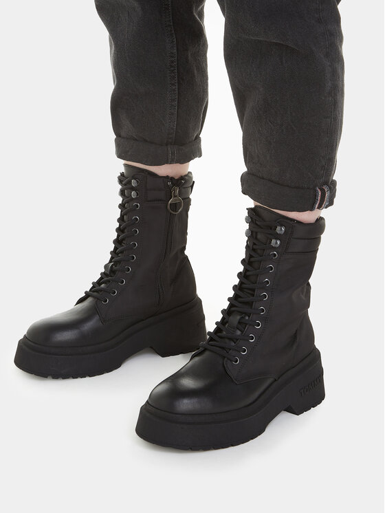 Tommy Jeans Tommy Jeans Μποτάκια Tjw Lace Up Padded Boot EN0EN02405 Μαύρο