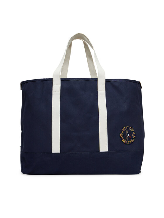 Geantă Tommy Hilfiger Th Summer Tote AM0AM13557 Bleumarin
