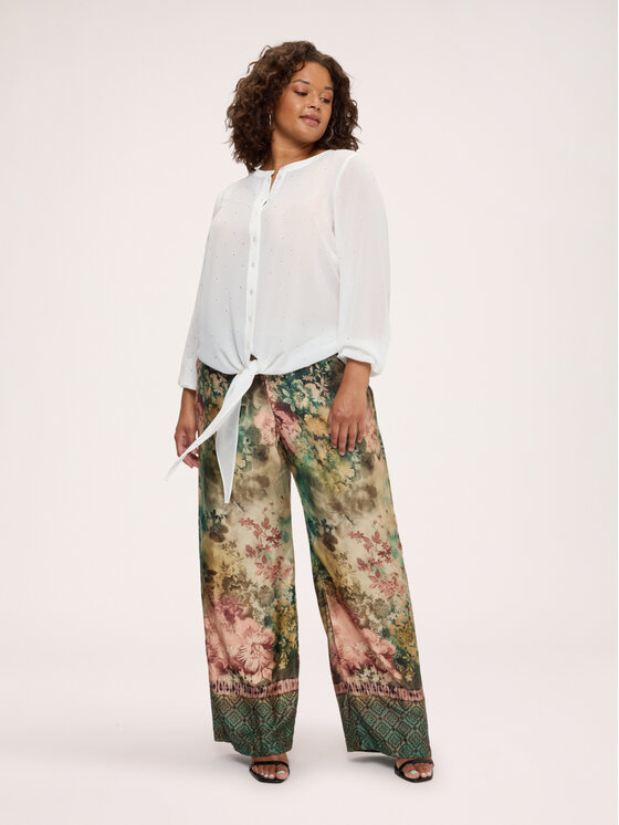 Fiorella Rubino Fiorella Rubino Spodnie materiałowe P006T005594N0S5 Kremowy Flare Fit