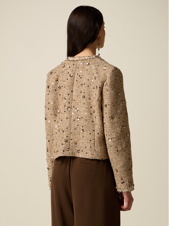 Oltre Oltre Giacca di transizione R075R002566N0R2 Crema Baggy Fit