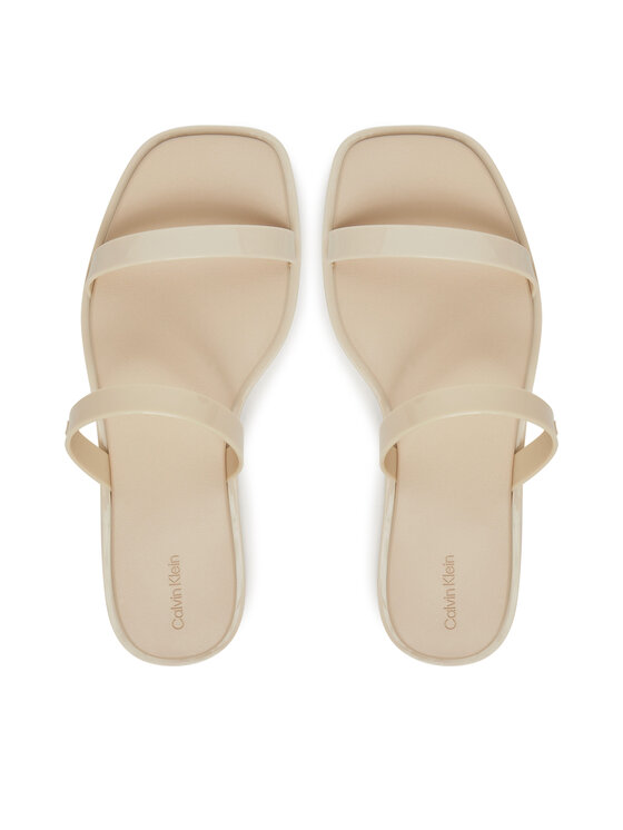 Calvin Klein Calvin Klein Pantoletten Double Bar Slide - Jelly HW0HW02417 Écru