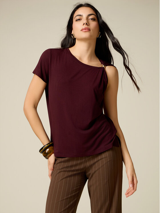 Oltre Oltre T-shirt G046J004570N029 Bordeaux Regular Fit