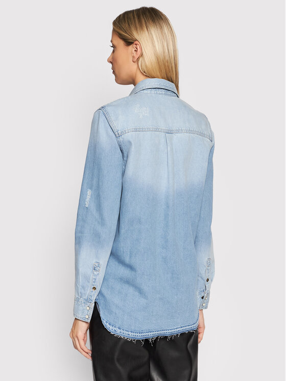 Camicia di jeans Abrasions W1BH33 D2R17 Blu