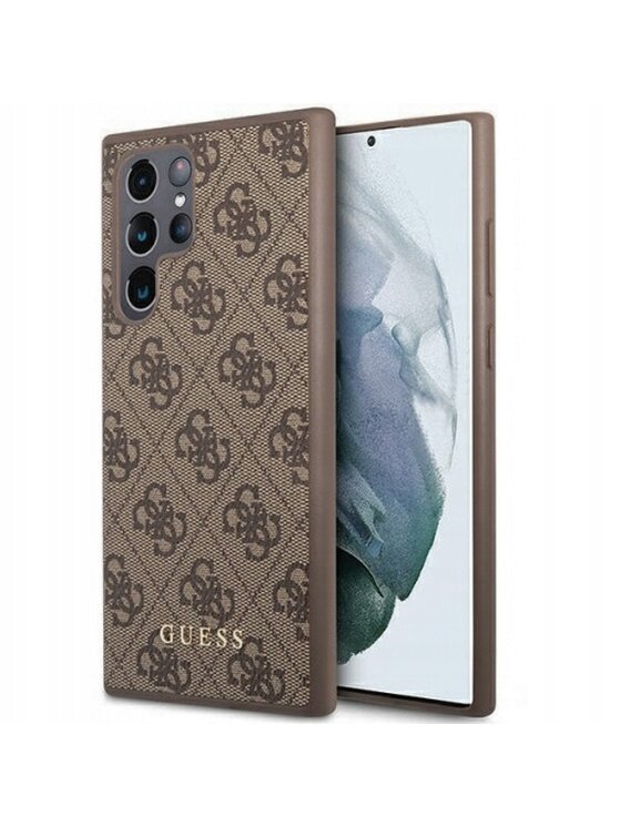Etui na telefon Guess, Brązowe, 4G Metal Gold Logo