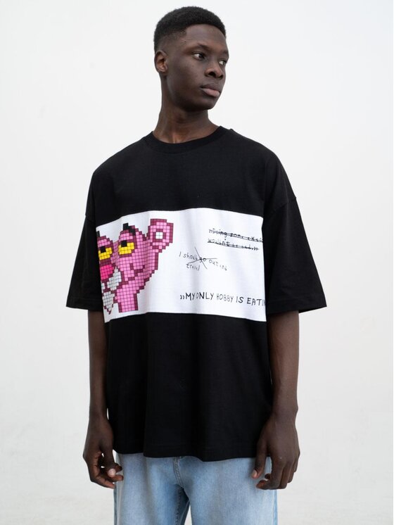 T-Shirt Machinist, Rozmiar S, Czarne, Koszulka Z Krótkim Rękawem Oversize Czarna Machinist Pink Panther M