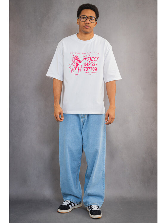 Mercur Mercur T-Shirt Hotline Biały Comfortable Fit