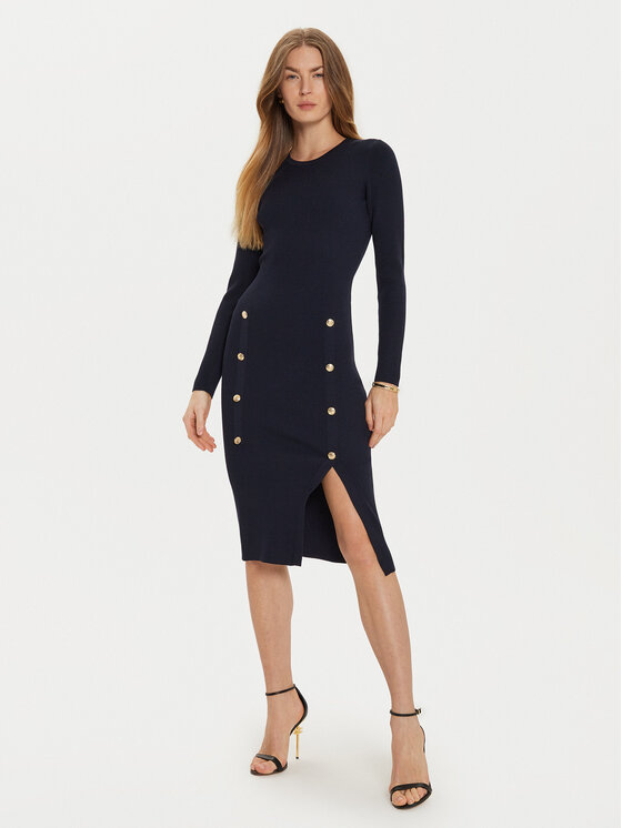 Morgan Úpletové šaty 242-RMBLUE Tmavomodrá Slim Fit