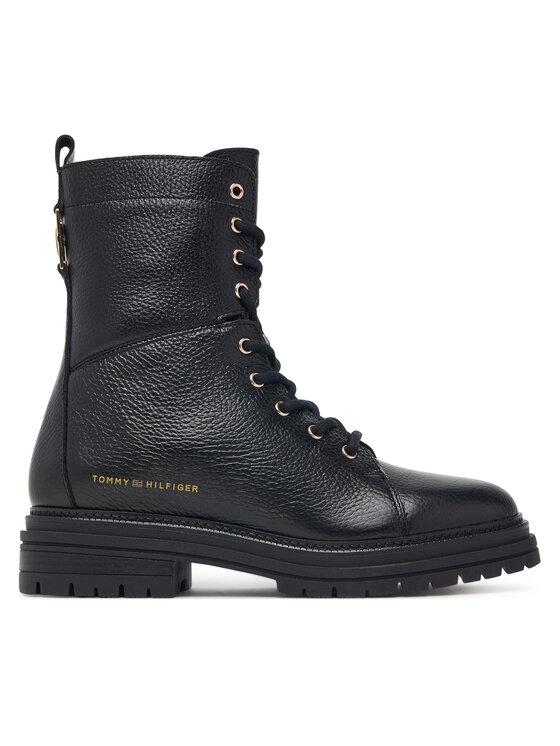 Tommy Hilfiger Tommy Hilfiger Auliniai batai Th Emboss Grain Leather Boot FW0FW09553 Juoda