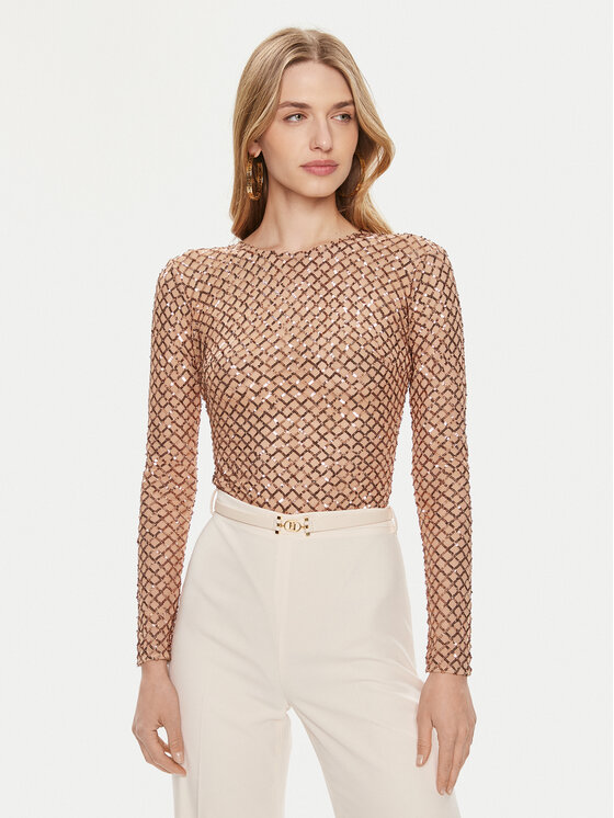 Elisabetta Franchi Bodi BO-014-42E2-6001 Smeđa Slim Fit