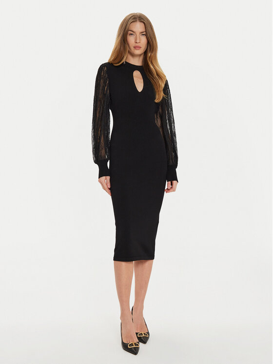 TWINSET TWINSET Úpletové šaty 242TT3160 Černá Slim Fit