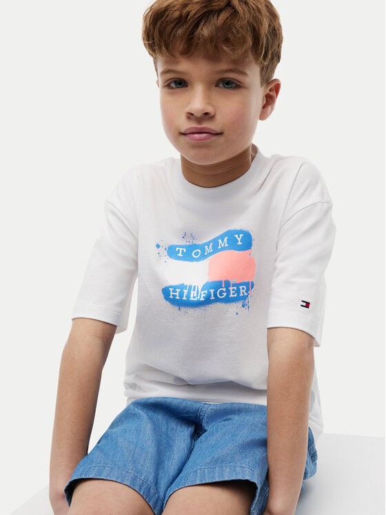 Tommy Hilfiger Tommy Hilfiger T-krekls Graffiti KB0KB10546 Balts Regular Fit