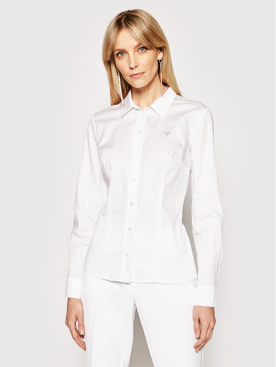 Guess Guess Košeľa Cate W1RH41 WAF10 Biela Slim Fit
