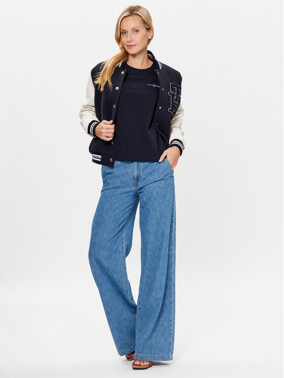 Tommy Hilfiger Tommy Hilfiger Блузка Mini Corp Logo WW0WW39784 Cиній Relaxed Fit