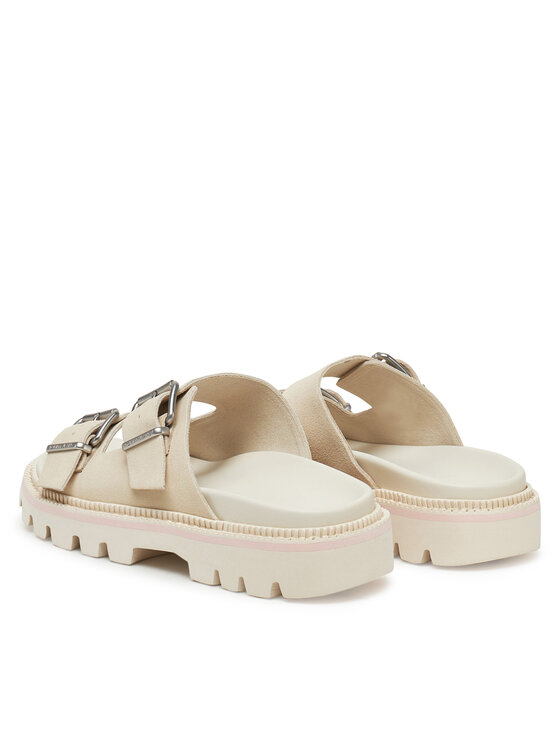 Tommy Jeans Tommy Jeans Papucs Double Strap Sandal Suede EN0EN02797 Ekru
