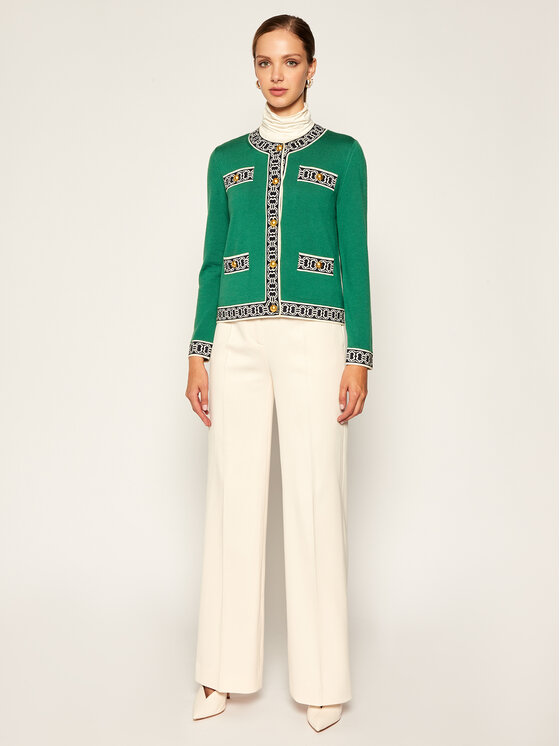 Tory Burch Tory Burch Pletena jopica Gemini Link Kendra 64649 Zelena Regular Fit