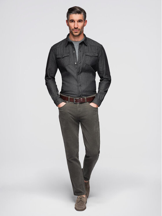 Ombre Ombre Koszula OM-SHDS-0210 Czarny Regular Fit