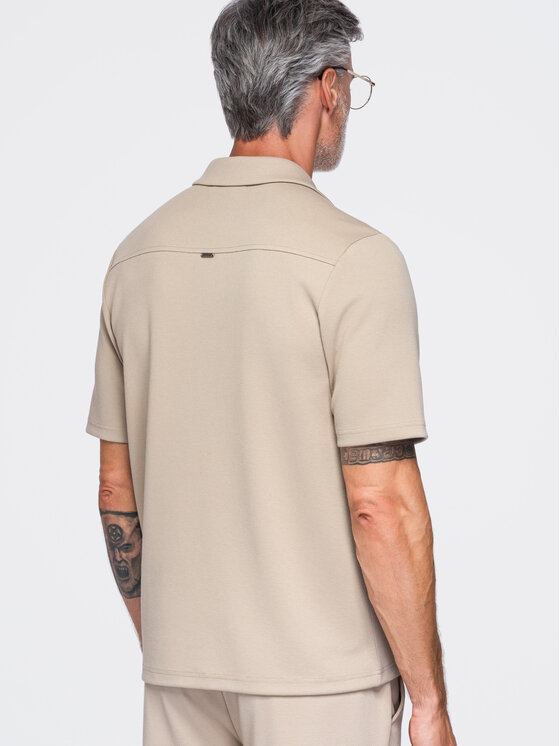 Ombre Ombre Koszula OM-SHCS-0220 Beżowy Boxy Fit
