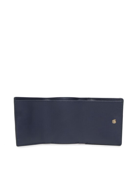 Tommy Hilfiger Tommy Hilfiger Maža Moteriška Piniginė Push Lock Leather Wallet AW0AW14344 Tamsiai mėlyna