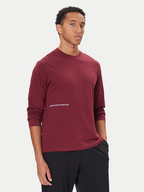 United Colors Of Benetton United Colors Of Benetton Majica z dolgimi rokavi 30964M021 Bordo rdeča Regular Fit
