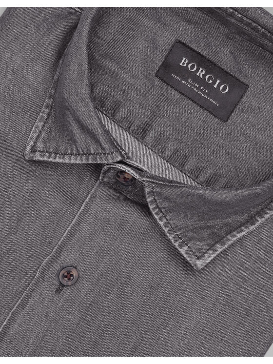 Borgio Borgio Koszula denice_00605 Szary Slim Fit