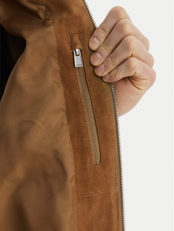 BOSS BOSS Usnjena jakna H-Muller 50543213 Rjava Regular Fit