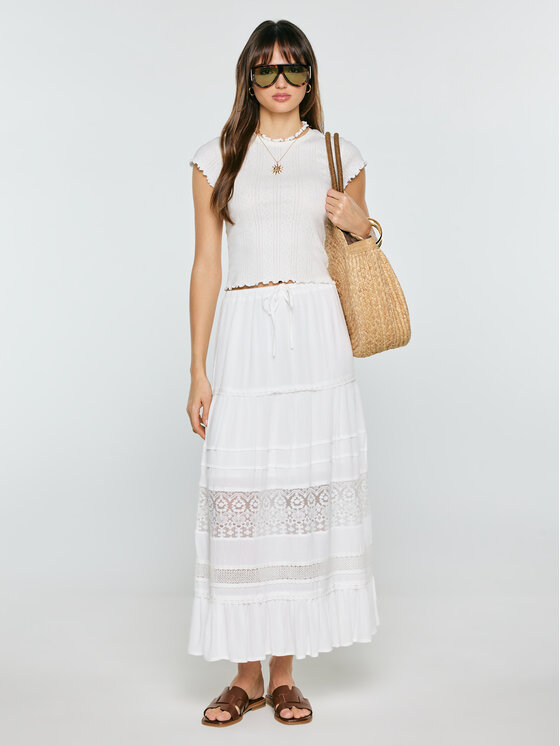 BIG STAR BIG STAR Spódnica maxi BOHI Biały Basic Fit