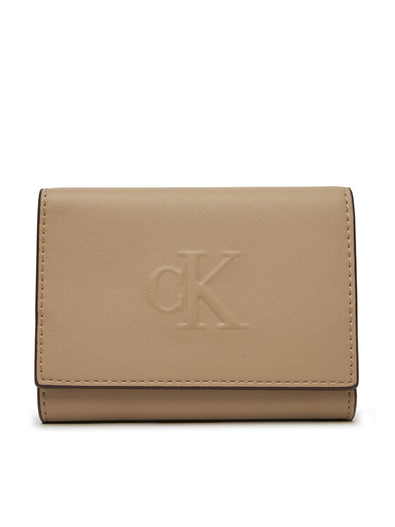 Női Kis női pénztárca Calvin Klein Jeans, Bézs, Sculpted Medium Trifold LV04K1078G