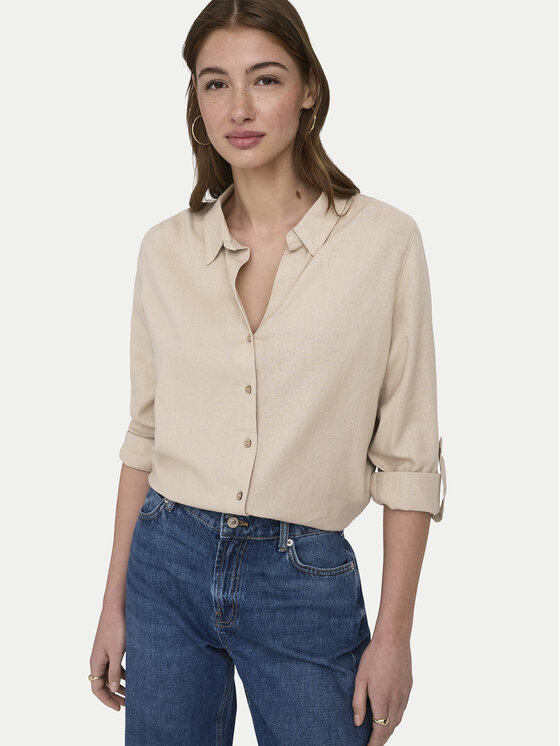 ONLY ONLY Πουκάμισο Goa 15363991 Μπεζ Loose Fit