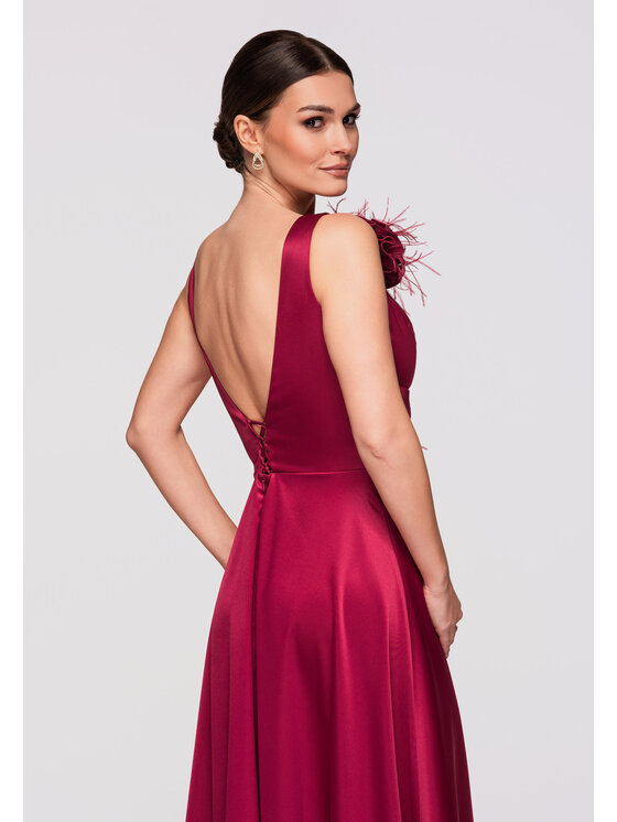 Ombre Ombre Sukienka wieczorowa LA-OM-DLR269 Bordowy Regular Fit