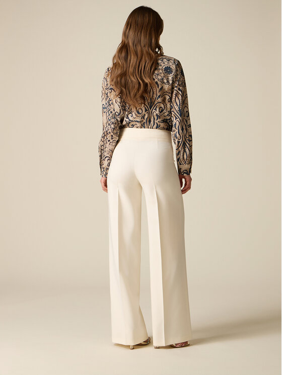 Oltre Oltre Pantaloni di tessuto P04ZR009467N021 Bianco Baggy Fit