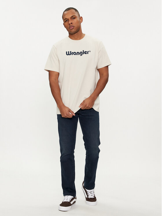 Wrangler Wrangler Majica Logo 112350523 Écru Regular Fit
