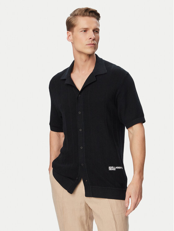 Karl Lagerfeld Jeans Tricou polo B2M18028 Negru Relaxed Fit