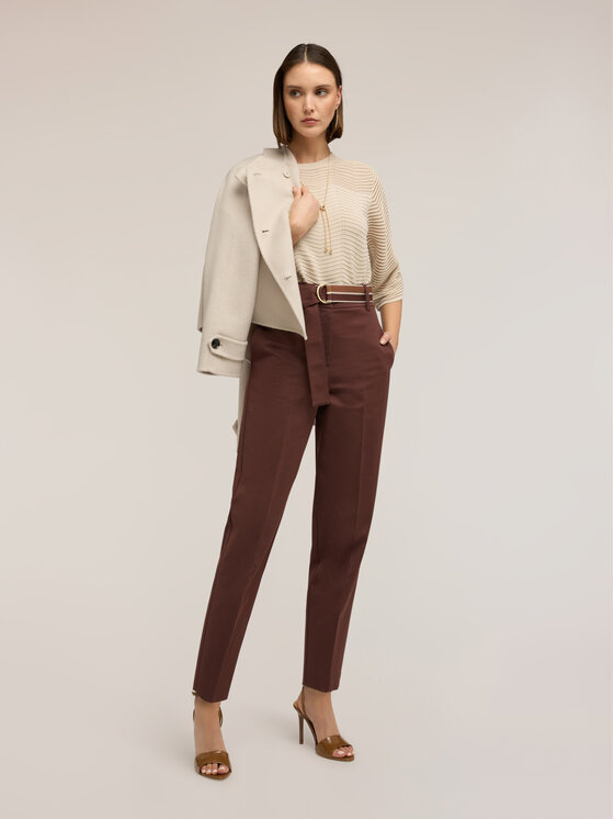 Motivi Motivi Spodnie materiałowe P049Q004395N022 Brązowy Regular Fit