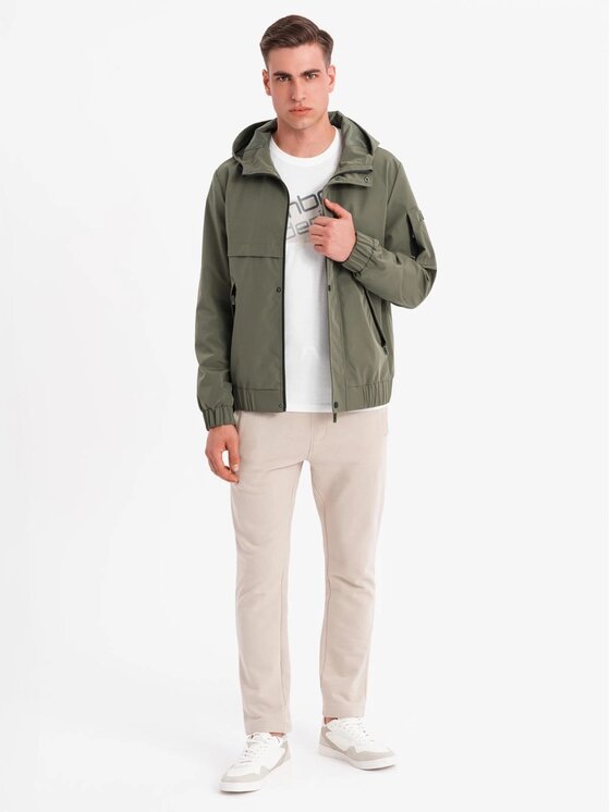 Ombre Ombre Kurtka przejściowa OM-JANP-0225 Zielony Regular Fit