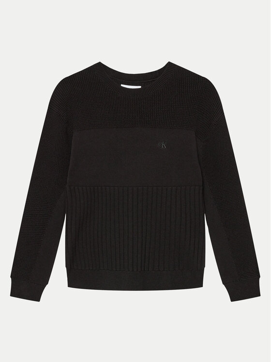Calvin Klein Jeans Pulover Monogram IB0IB02156 Negru Relaxed Fit