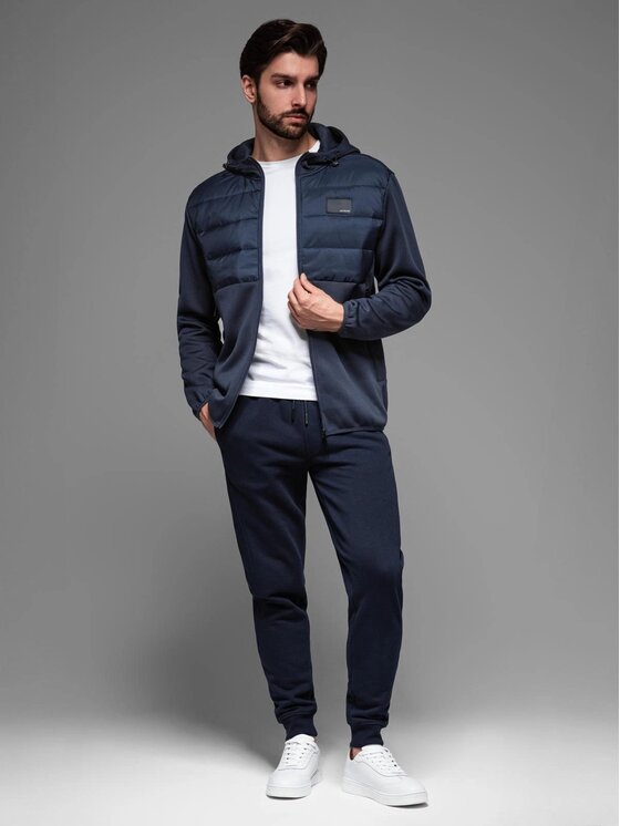 Ombre Ombre Kurtka przejściowa OM-JANP-0160 Granatowy Regular Fit
