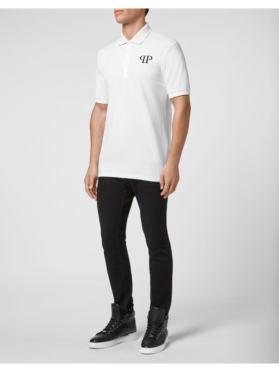 PHILIPP PLEIN PHILIPP PLEIN Polo 25477 Biały Slim Fit
