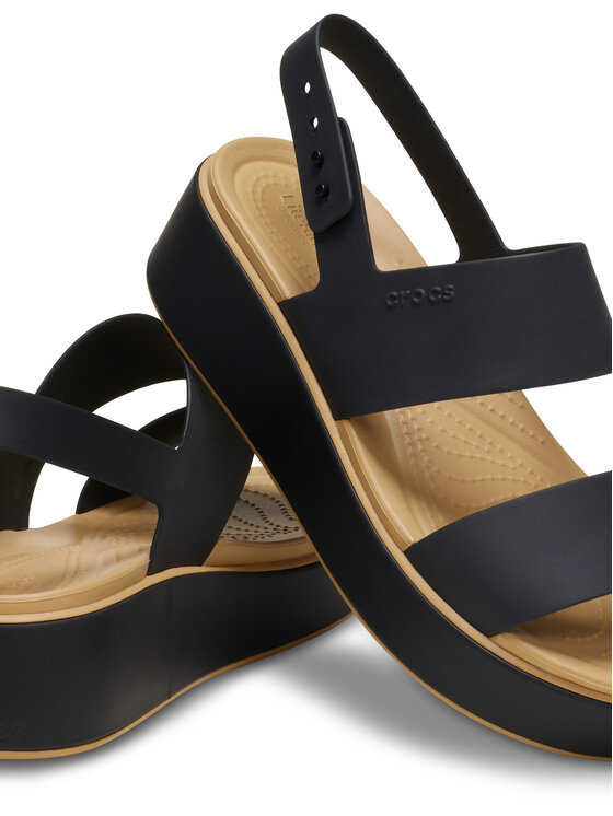 Crocs Crocs Sandali Brooklyn Matte Wrap Low Wedge 211802 Črna