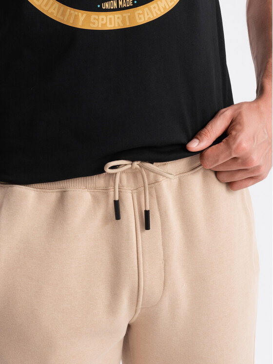 Ombre Ombre Joggers kalhoty OM-PABS-0174 Béžová Regular Fit