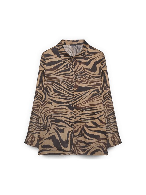 Fiorella Rubino Fiorella Rubino Camicia 5078T001488N0R2 Marrone Over Fit