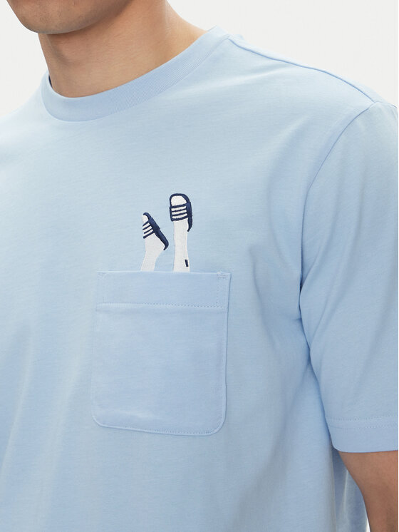 adidas adidas T-Shirt Lounge Slides Graphic Pocket JM0376 Niebieski Regular Fit