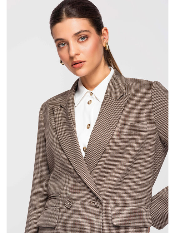 Ombre Ombre Marynarka OW-BLZB-0111 Brązowy Slim Fit