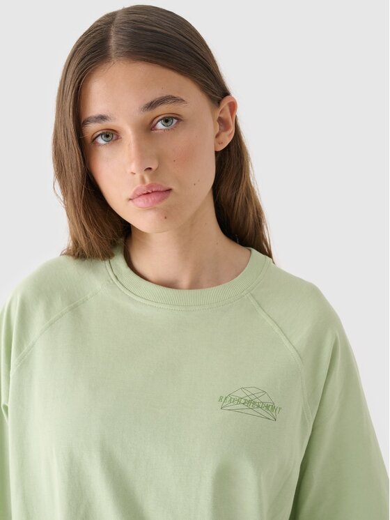 4F 4F T-Shirt 4FRAW24TTSHF2583-43S Πράσινο Oversize