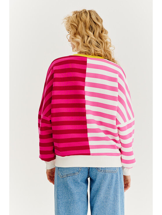 NAOKO NAOKO Tričko Purrfect Stripes Ružová Oversize