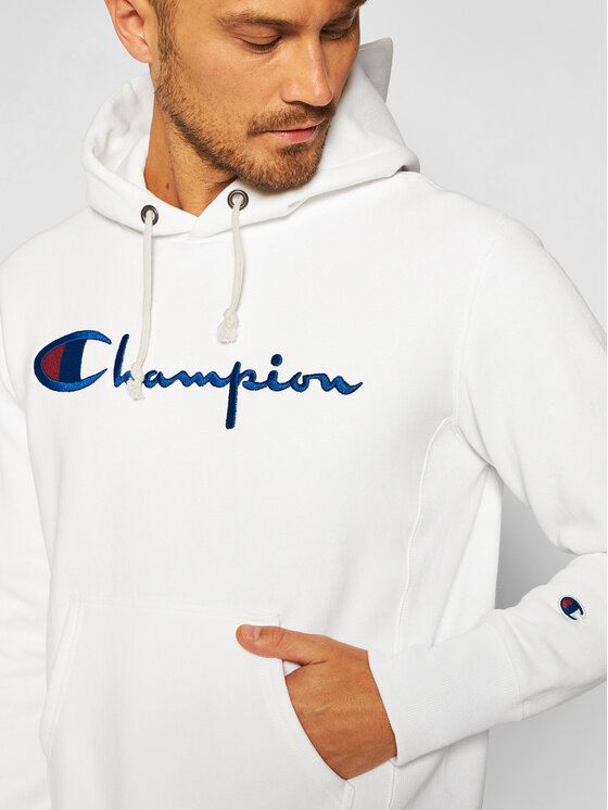 Champion Felpa Script Logo 215210 Bianco Custom Fit Modivo