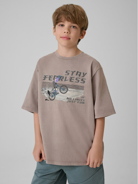 4F 4F T-Shirt T-SHIRT GALLERY Szary Loose Fit