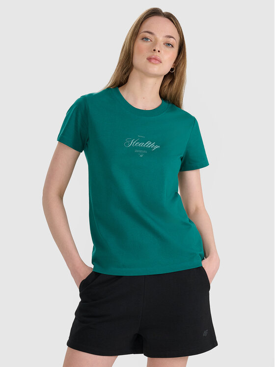 4F 4F T-Shirt MIDSHOP TEXTILE Turkusowy Regular Fit