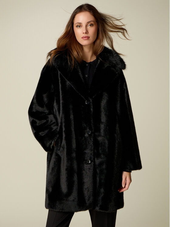 Oltre Oltre Płaszcz zimowy 0083J100165N033 Czarny Over Fit