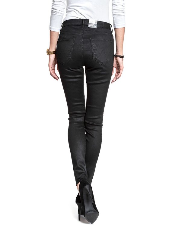 Wrangler Wrangler Jeansy HIGH RISE SKINNY Czarny Skinny Fit