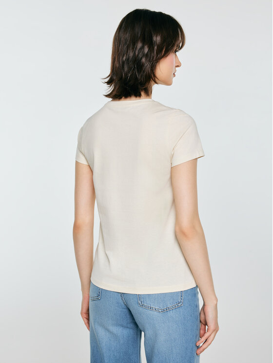 BIG STAR BIG STAR T-Shirt RISSMELNA Kremowy Basic Fit
